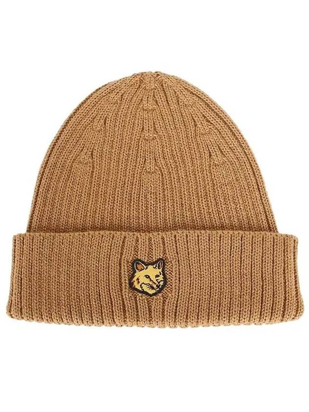 Bold Fox Head Patch Ribbed Beanie Golden Brown - MAISON KITSUNE - BALAAN 2