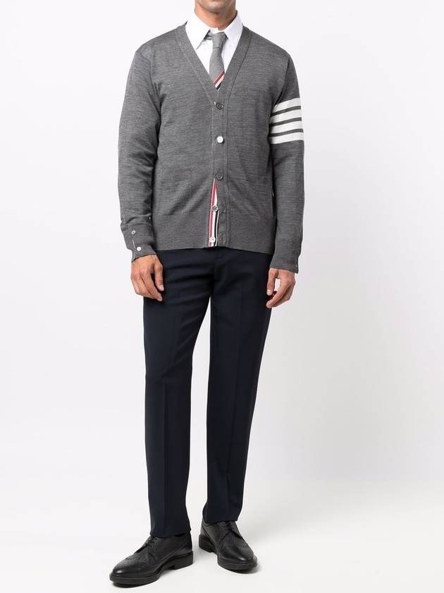 Men's Sustainable Classic Diagonal Wool Cardigan Medium Grey - THOM BROWNE - BALAAN 3