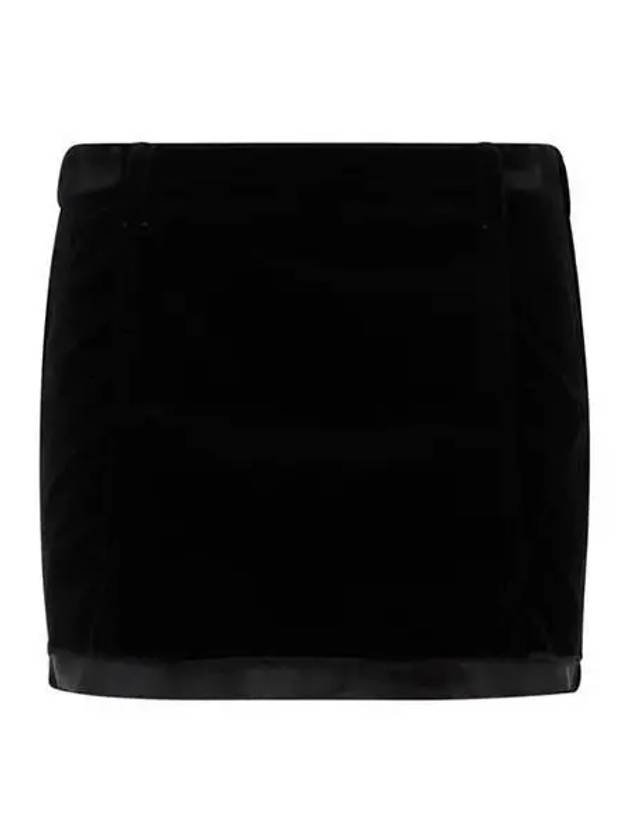 Skirt Women Logo Velvet Mini Black - MIU MIU - BALAAN 1