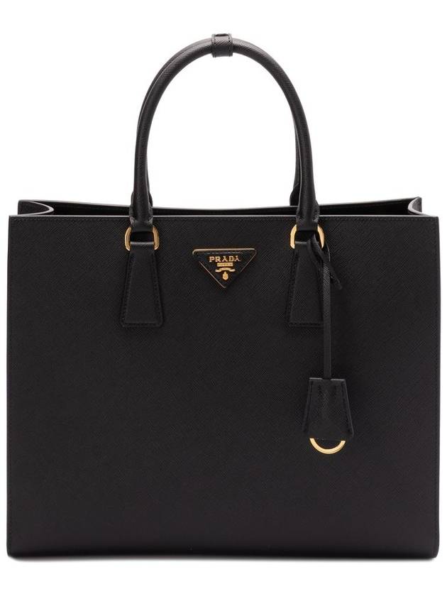 Logo Plaque Open Top Tote Bag Black - PRADA - BALAAN 2