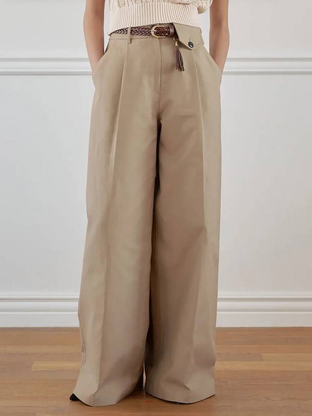 Heavy Chino One Chin Wide Pants Beige - NOIRER FOR WOMEN - BALAAN 3