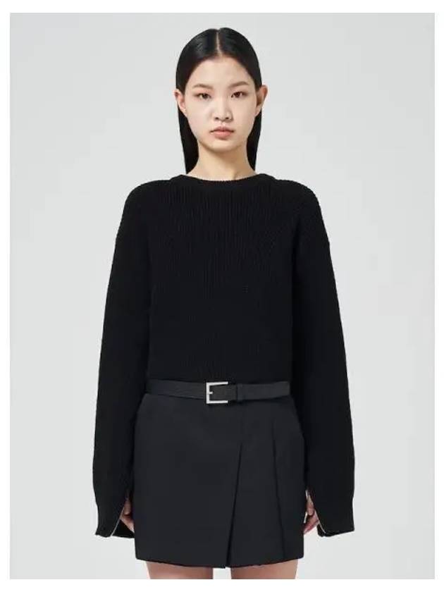 Sleeve zipper detail crop knit pullover black Domestic product GM0023112442168 - JUUN.J - BALAAN 1