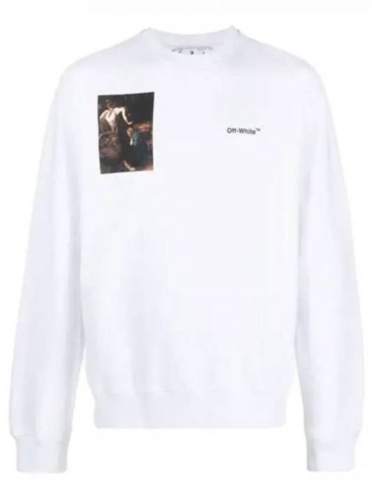 Caravaggio Root Slim Crew Neck Sweatshirt White Black Men's Sweatshirt OMBA057C99FLE0110110 - OFF WHITE - BALAAN 2