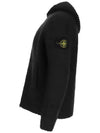 Men's Wappen Patch Handmade Feel Knit Zip Up Hoodie Black - STONE ISLAND - BALAAN 5