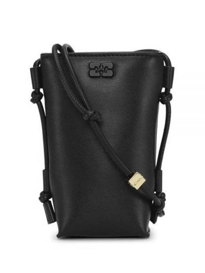 Bou Logo Leather Cross Bag Black - GANNI - BALAAN 2