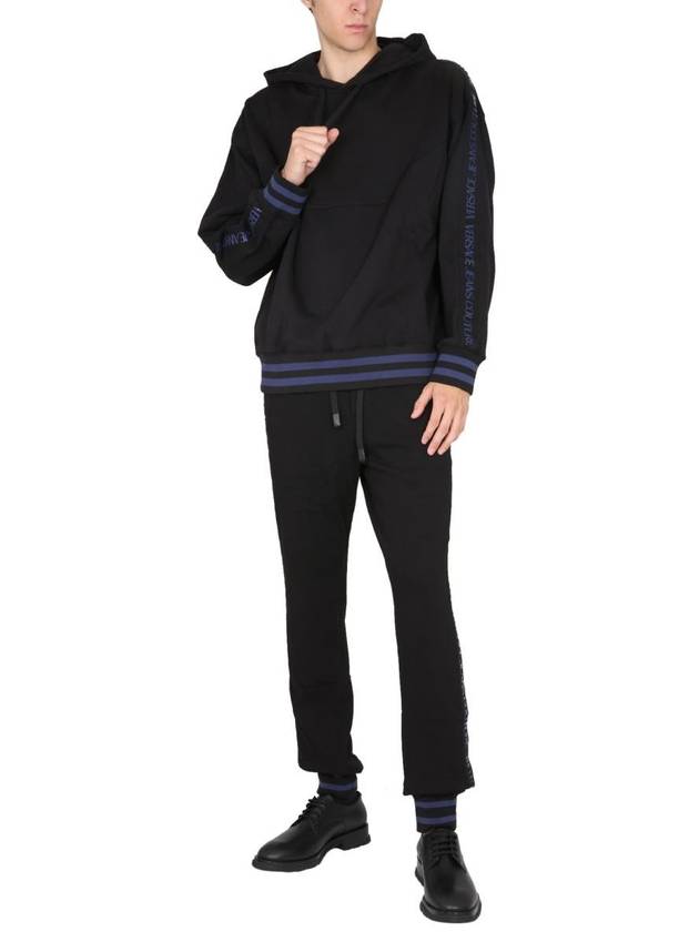 Men's Logo Patch Line Hoodie Black - VERSACE - BALAAN 3