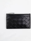 Intrecciato Zipper Single Card Wallet Black - BOTTEGA VENETA - BALAAN 2