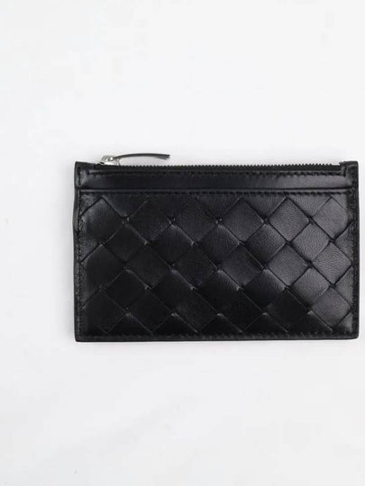 Intrecciato Zipper Single Card Wallet Black - BOTTEGA VENETA - BALAAN 2