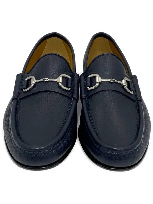 Horsesbit Nestor Grain Leather Loafers Navy - GUCCI - BALAAN 3