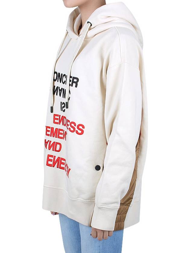 Grenoble Lettering Logo Hooded Top Beige - MONCLER - 4