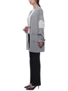 Fine Merino Wool 4-line Oversized Fit V-neck Cardigan Light Grey - THOM BROWNE - BALAAN 5