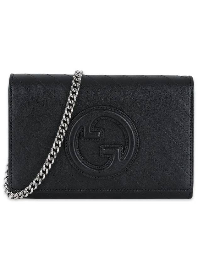 Blondie Interlocking G Leather Chain Medium Wallet Black - GUCCI - BALAAN 2