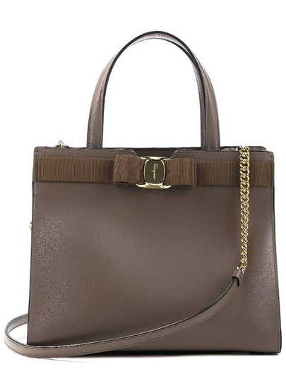 Vara Bow Top Handle Tote Bag Caraway Seed - SALVATORE FERRAGAMO - BALAAN 2