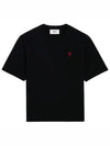 Small Heart Logo Boxy Fit Short Sleeve T-Shirt Black - AMI - BALAAN 2