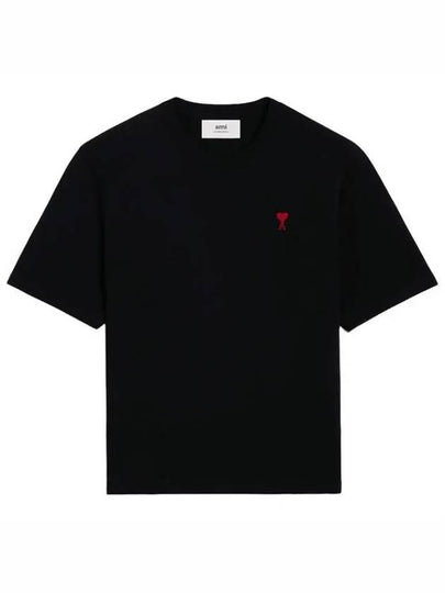 Small Heart Logo Boxy Fit Short Sleeve T-Shirt Black - AMI - BALAAN 2