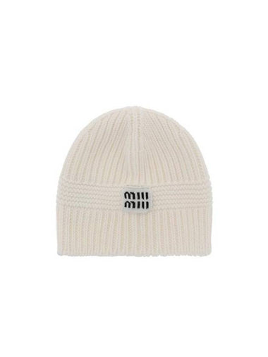 Cashmere Wool Beanie White - MIU MIU - BALAAN 1