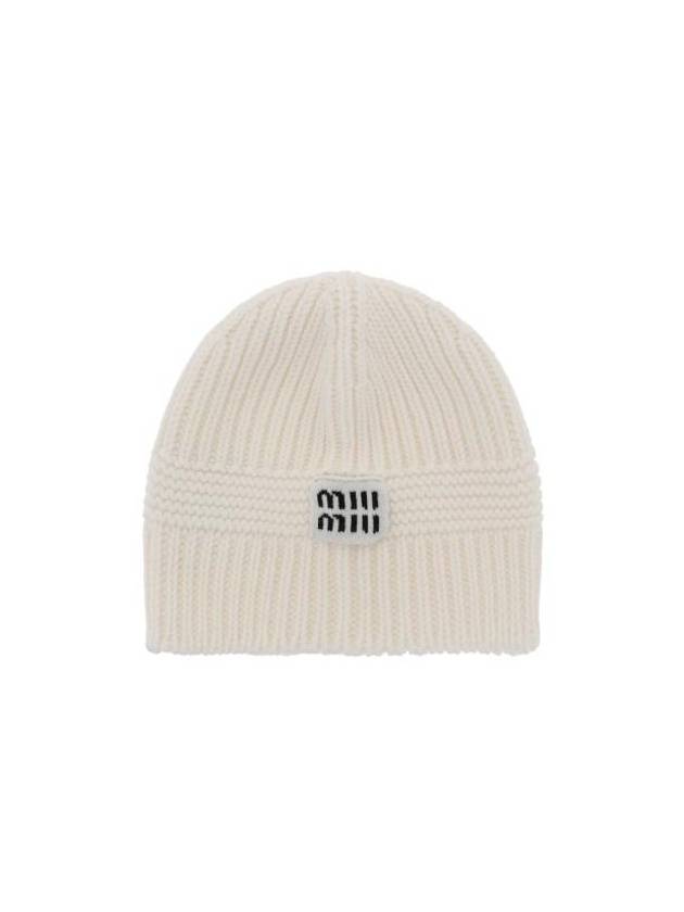 Cashmere Wool Beanie White - MIU MIU - BALAAN 1