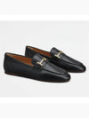 Women's Double T Logo Leather Loafers Black - TOD'S - BALAAN 2