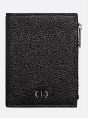 CD Icon Vertical Compact Card Wallet Black Grain Calfskin - DIOR - BALAAN 1