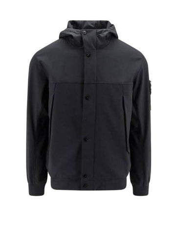 Light Soft Shell R E Dye Technology In Recycled Polyester Hooded Jacket Black - STONE ISLAND - BALAAN 1