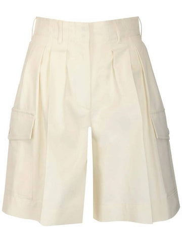 High-Waist Cargo Shorts White - MONCLER - BALAAN.