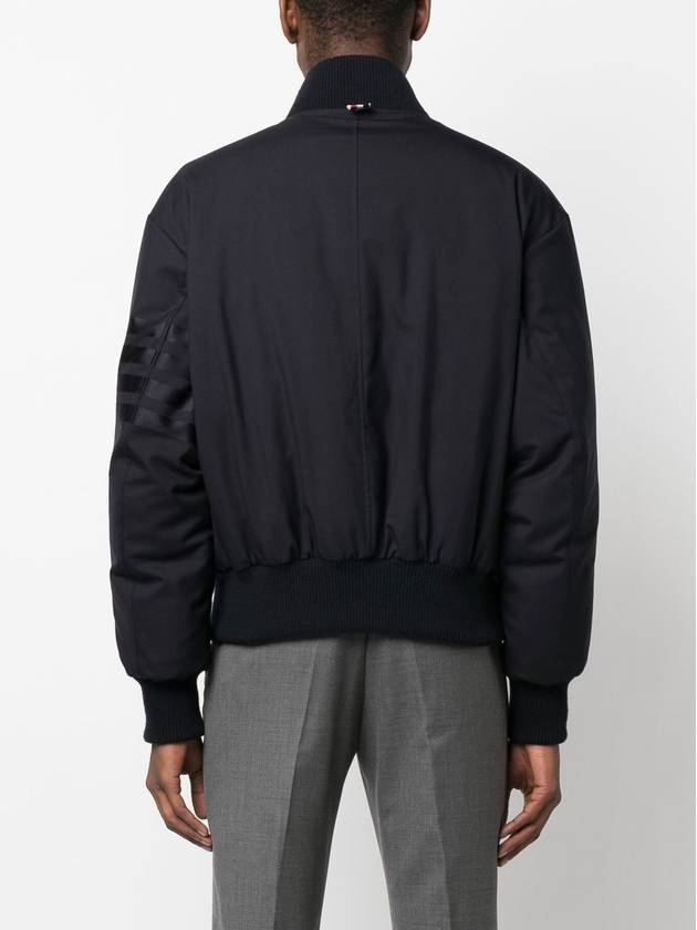 4 Bar Oversized Down Bomber Jacket Navy - THOM BROWNE - BALAAN 5