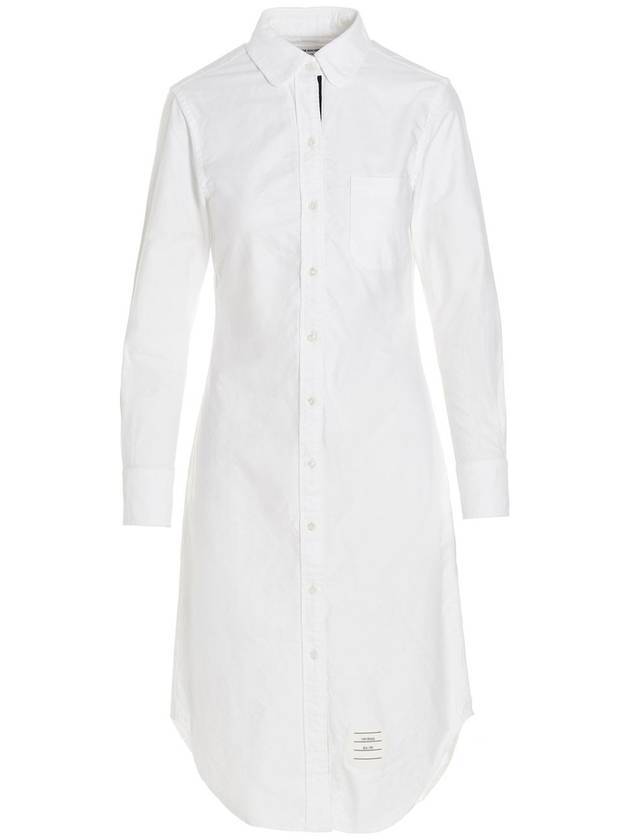 Round Collar Shirt Midi Dress White - THOM BROWNE - BALAAN.