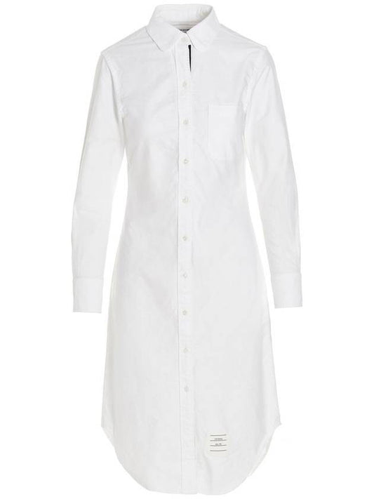 Round Collar Shirt Midi Dress White - THOM BROWNE - BALAAN.