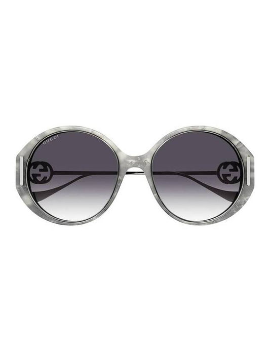 Eyewear GG Logo Round Sunglasses Gray - GUCCI - BALAAN.
