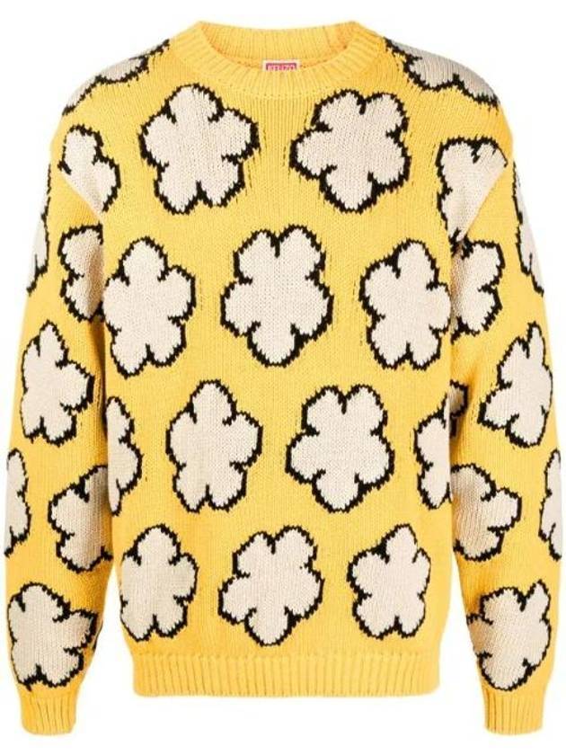 Boke Flower All-Over Cotton Knit Top Yellow - KENZO - BALAAN 1