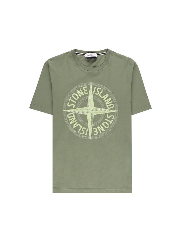 Stitches Three Embroidery Short Sleeve T-Shirt Green - STONE ISLAND - BALAAN 4