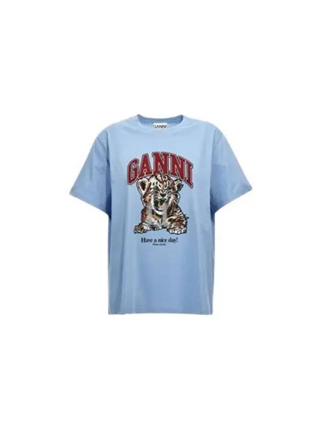 Basic Tigo Relax Jersey Short Sleeve T-Shirt Blue - GANNI - BALAAN 2