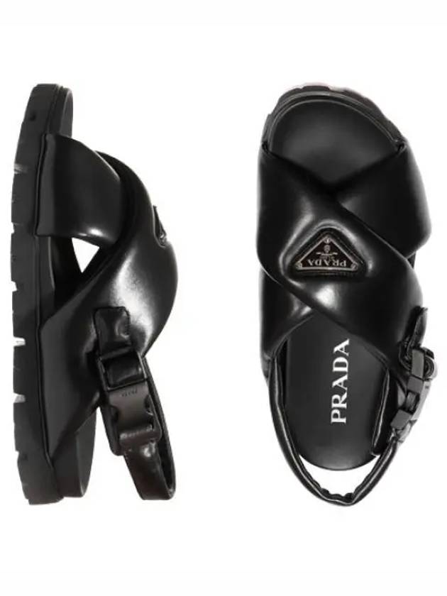 Padded Nappa Leather Criss Cross Sandals Men - PRADA - BALAAN 1