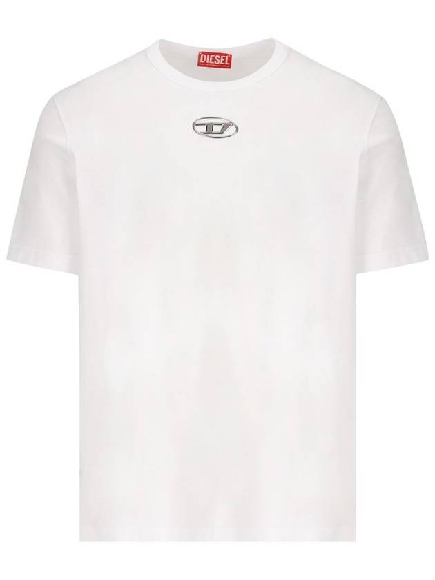 Metallic Logo Short Sleeve T-Shirt White - DIESEL - BALAAN 2