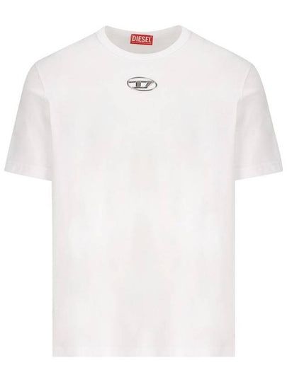 Metallic Logo Short Sleeve T-Shirt White - DIESEL - BALAAN 2