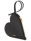 Embossed Logo Heart Stamp Calfskin Pouch Bag Black - JIL SANDER - BALAAN 3