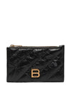 Crush Quilted Leather Long Coin Card Wallet Black - BALENCIAGA - BALAAN 1