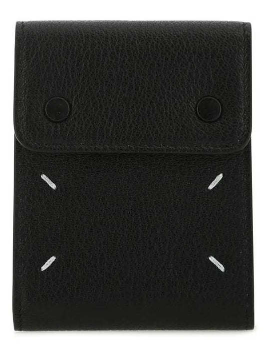 Contrast Stitch Halfwallet Black - MAISON MARGIELA - BALAAN.