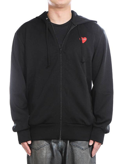 Men's Red Heart Waffen Patch Zip Up Hoodie P1 T172 1 Black - COMME DES GARCONS - BALAAN 2