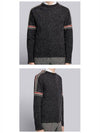 Intarsia Mohair Arm Banding Tweed Knit Top Dark Grey - THOM BROWNE - BALAAN 6