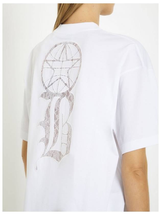 Lace Logo Cotton Oversized Short Sleeve T-Shirt White - BURBERRY - BALAAN 4