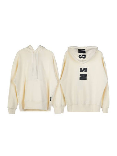 Back Logo Kangaroo Pocket Hoodie Ivory - MSGM - BALAAN 1