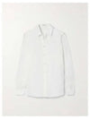 Basic Slim Fit Silk Shirt White - SAINT LAURENT - BALAAN 2