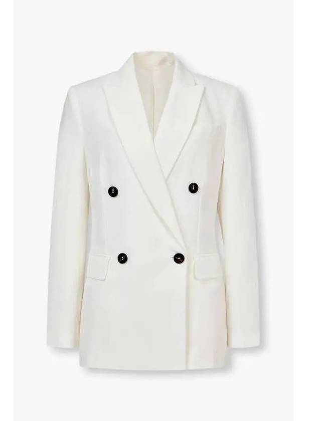 Women s Linen Blend Double Breasted Jacket Off White - BRUNELLO CUCINELLI - BALAAN 1