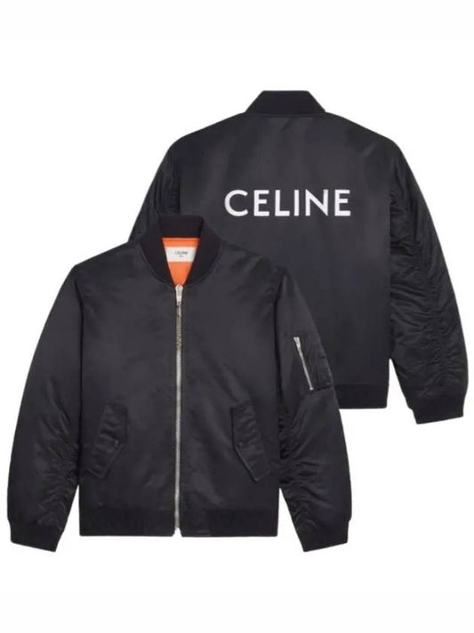 Back logo pocket nylon bomber jacket black men's jacket 889O 2W426 38NO - CELINE - BALAAN 1