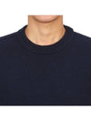 Logo Patch Lambswool Crewneck Knit Top Navy - STONE ISLAND - BALAAN 6