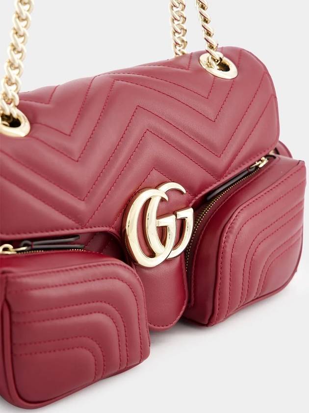 GG Marmont Small Multi-Pocket Leather Shoulder Bag Red - GUCCI - BALAAN 3