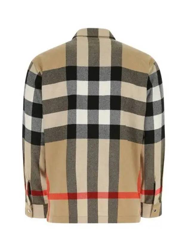 ExaGGerated Check Wool Cotton Overshirt Jacket Archive Beige - BURBERRY - BALAAN 2