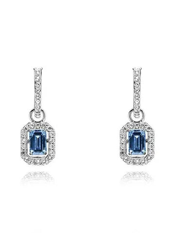 Una Octagon Cut Crystal Drop Earrings Blue - SWAROVSKI - BALAAN 1