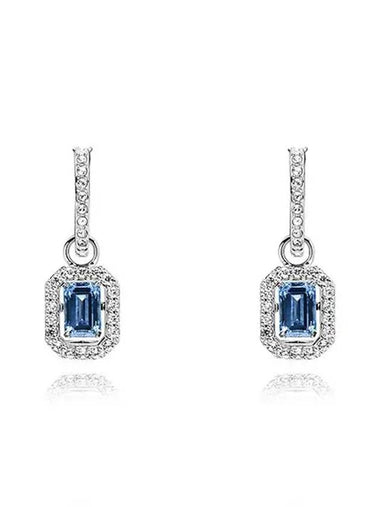 Una Octagon Cut Crystal Drop Earrings Blue - SWAROVSKI - BALAAN 1